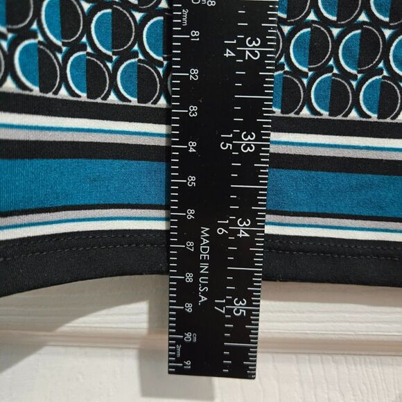 White House Black Market Women XS Black Blue Geometric Shift Dress - Picture 13 of 15